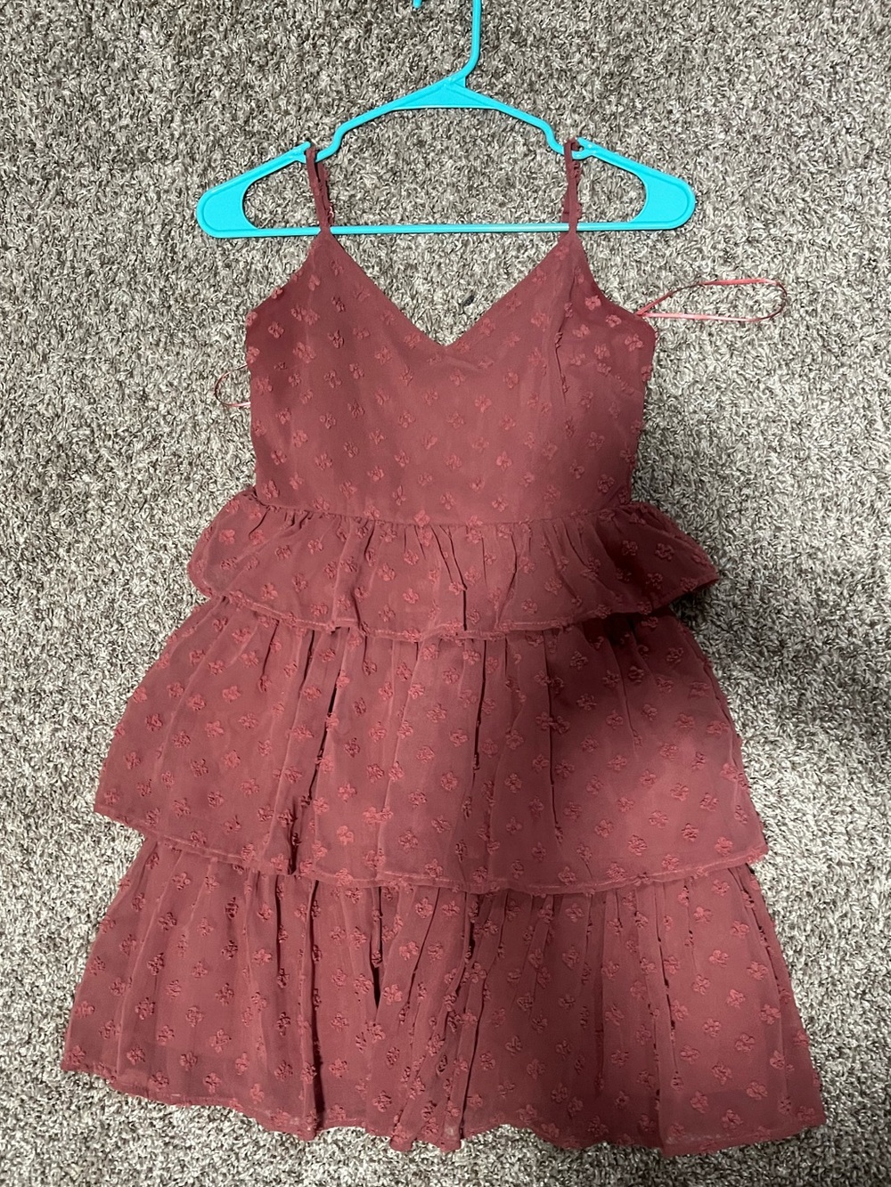 Altar’d state Tiered Ruffle Dress in Dusty Rose - Sleeveless Spaghetti Strap